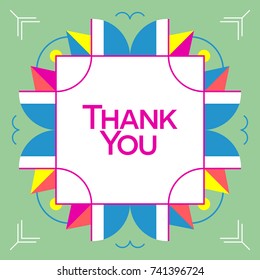 Thank you greeting card thanksgiving design. Abstract geometric elements. Layout template card, invitation, brochure, flyer, cover. Elegant frame and geometrical linear pattern background design
