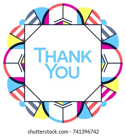 Thank you greeting card thanksgiving design. Abstract geometric elements. Layout template card, invitation, brochure, flyer, cover. Elegant frame and geometrical linear pattern background design