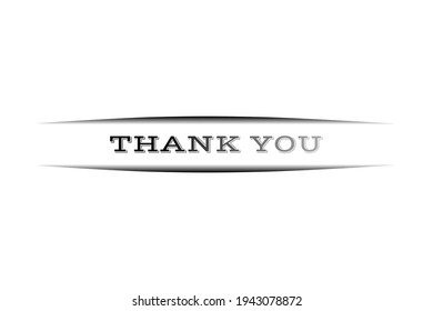 "Thank You" greeting vector with gradient black color in white line lightning linear background frame.