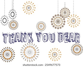 THANK YOU  GREETINGS VECTOR Background , THANK YOU TEXT , and beautiful sprinkles