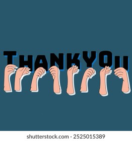 Thank you. A group of people hold big letters. stock illustration. Hands of people hold letters forming phrase Thank you. Hands of people hold letters forming phrase Thank you.