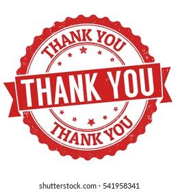 Thank you grunge rubber stamp on white background, vector illustration