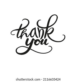 Thank you hand draw calligraphic. Vector lettering appreciation. Thank You card handwritten. 