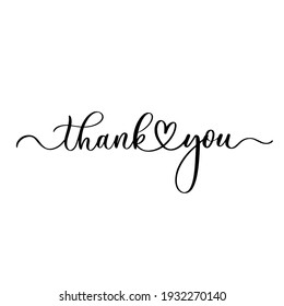 Thank you - hand drawn calligraphy and lettering inscription.