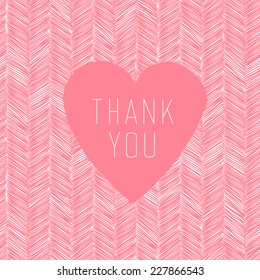 Thank You Hand Drawn Card With Heart Label