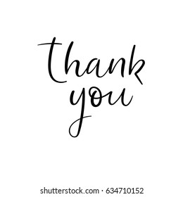 Thank you hand drawn greeting card. Vector ink illustration. Modern calligraphy postcard. Isolated on white background.