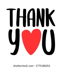 THANK YOU. Hand drawn inscription text thank you for card. Typography thank you. Give thanks. Graphic design print greeting card Thanksgiving day. Vector text on a white background.
