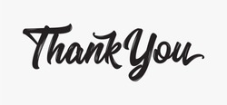 Thank You Hand Drawn Lettering. Calligraphic Lettering, Vector Illustration.
