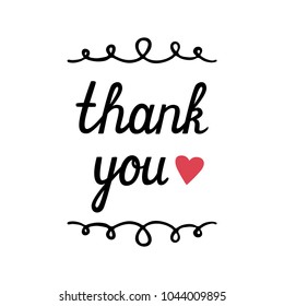 Thank you hand drawn lettering and border lines  Isolated vector  Blank for postcards  congratulations  posts for social networks
