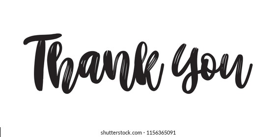 Thank you Hand drawn lettering. Calligraphic Lettering, Vector illustration