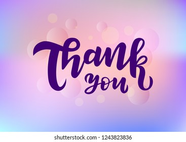 Thank you hand drawn lettering. Template for banner, poster, flyer, greeting card, web design. Thank you card. Vector illustration.