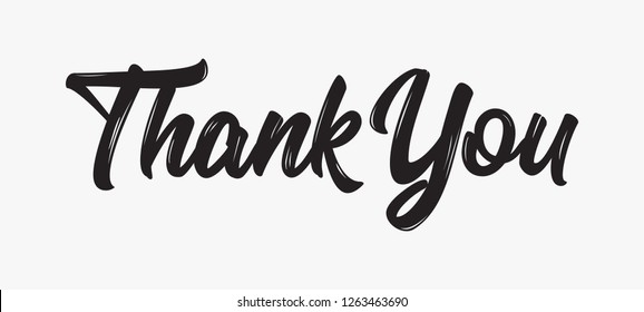 Thank you Hand drawn lettering. Calligraphic Lettering, Modern Calligraphy for thank You. Vector illustration.