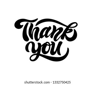 Thank you. Hand drawn lettering. Vector illustration