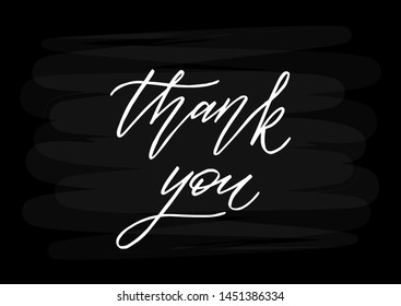 Thank you hand drawn lettering.  Great for wedding invitations design, cards, banners, photo overlays. Vector illustration.
