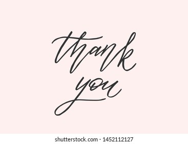 Thank you hand drawn lettering.  Great for wedding invitations design, cards, banners, photo overlays. Vector illustration.