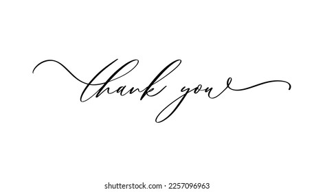 Thank you Hand drawn lettering. Calligraphic Lettering, Vector illustration