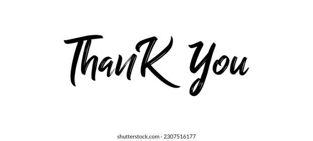 Thank you Hand drawn lettering. Calligraphy Lettering, Vector illustration. Abstract Hand drawn creative calligraphy vector logo design. Thank you card. Vector illustration.white background.