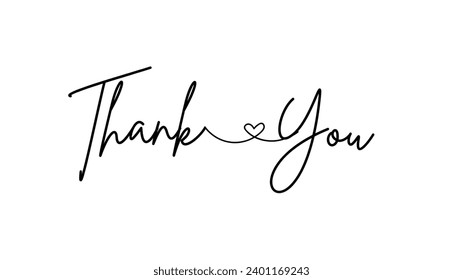 Thank you Hand drawn lettering. Calligraphic Lettering, Vector illustration.