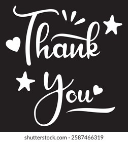 Thank You hand drawn lettering. Handwritten inscription. Thanks card. Vector illustration.