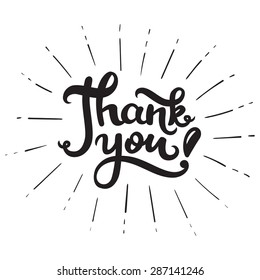 Thank you! Hand drawn lettering poster. Vector calligraphy.