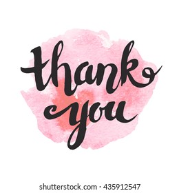 Thank You hand drawn lettering for vintage greeting card.