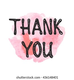 Thank You hand drawn lettering for vintage greeting card