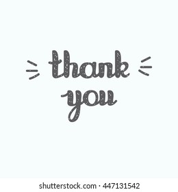 Thank you. Hand drawn lettering. Isolated vector design element on a white background for a poster or a greeting card.