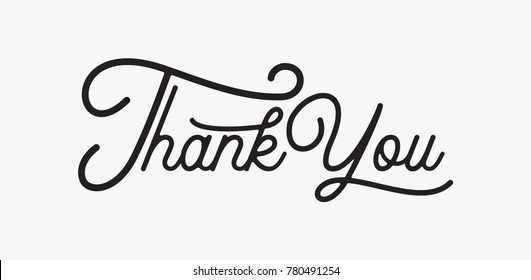 Thank you Hand drawn lettering. Calligraphic Lettering, Vector illustration.