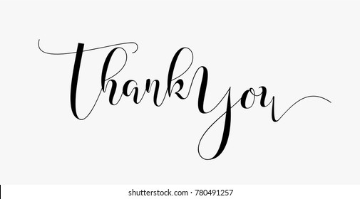 Thank You Hand Drawn Lettering Calligraphic Stock Vector (Royalty Free ...