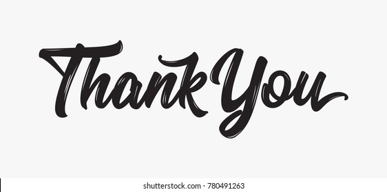 Thank you Hand drawn lettering. Calligraphic Lettering, Vector illustration.
