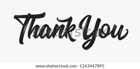 Thank you Hand drawn lettering. Calligraphic Lettering, Modern Calligraphy for Thank You text on white background. Vector illustration.