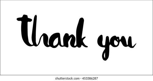 thank you hand drawn on white background. Hand Lettered Quote. Modern Calligraphy