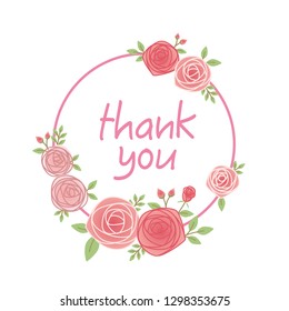 Thank you, Hand drawn rose flower frame illustration 