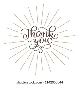 Thank you Hand drawn text. Trendy hand lettering quote, graphics, vintage art print for posters and greeting cards design. Calligraphic isolated quote. Vector illustration for Thanksgiving Day
