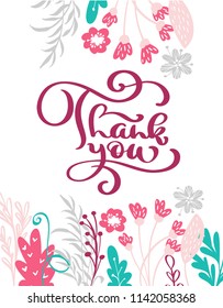 Thank You Hand Drawn Text Flowers Stock Vector (Royalty Free ...