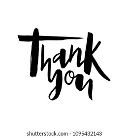 Thank You - hand drawn vector modern lettering. For greeting cards, posters, print, banner. Isolated on white background.