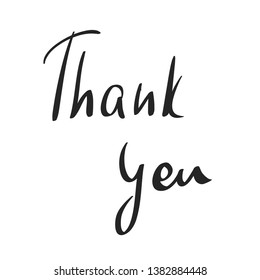 Thank you, hand drawn vector lettering