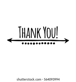 Thank You Hand Drawn Vector Card with Arrows and Dots