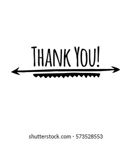 Thank You Hand Drawn Vector Card with Arrows