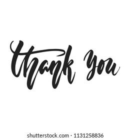 Thank you - hand drawn wedding romantic lettering phrase isolated on the white background. Fun brush ink vector calligraphy quote for invitations, greeting cards design, photo overlays