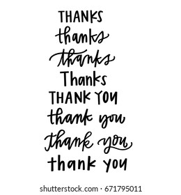 Thank you hand lettered vector set