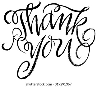 "Thank you" hand lettering. Abstract watercolor background. Vector illustration
