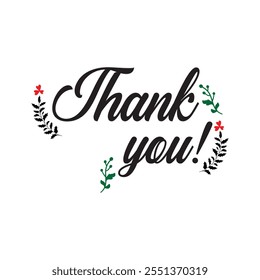 Thank you hand lettering, black ink brush calligraphy isolated on white background. Thank you card, text or lettering. Vector script and handwritten typography. Eps file 1.