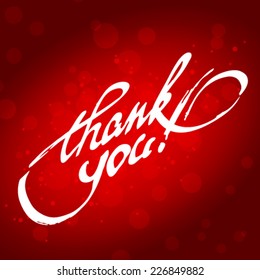 Thank You hand lettering calligraphy. Typographical vector background.