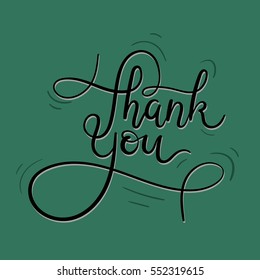 Thank You Hand Lettering Card. Modern Calligraphy. Vector Illustration. 
