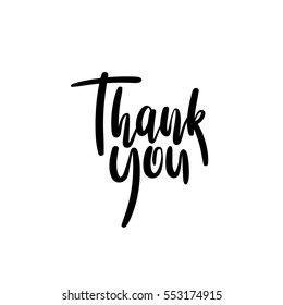 Thank You Hand Lettering Card. Modern Calligraphy. Vector Illustration. Isolated on White Background.