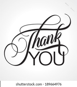 THANK YOU hand lettering, custom handmade calligraphy, vector (eps8)