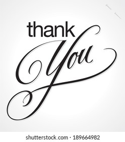 THANK YOU hand lettering, custom handmade calligraphy, vector (eps8)