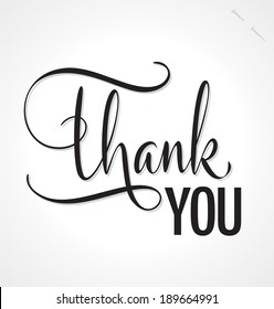 THANK YOU hand lettering, custom handmade calligraphy, vector (eps8)