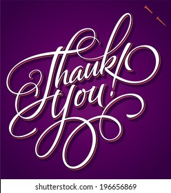 THANK YOU hand lettering -- custom handmade calligraphy, vector (eps8)